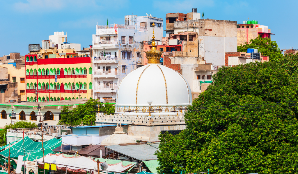 Famous Ajmer dargah surrounded by colorful buildings Ajmer pushkar tour package Rajasthan India