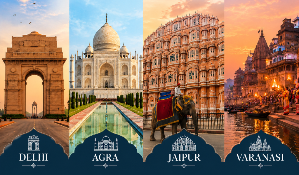 Golden Triangel Tour With Varanasi Delhi Agra Jaipur and Varanasi sightseeing tour