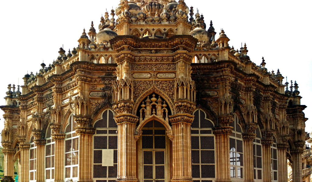 Beautiful stone carvings of the Mahabat Maqbara in Junagadh, part of our best Gujarat tourism packages.