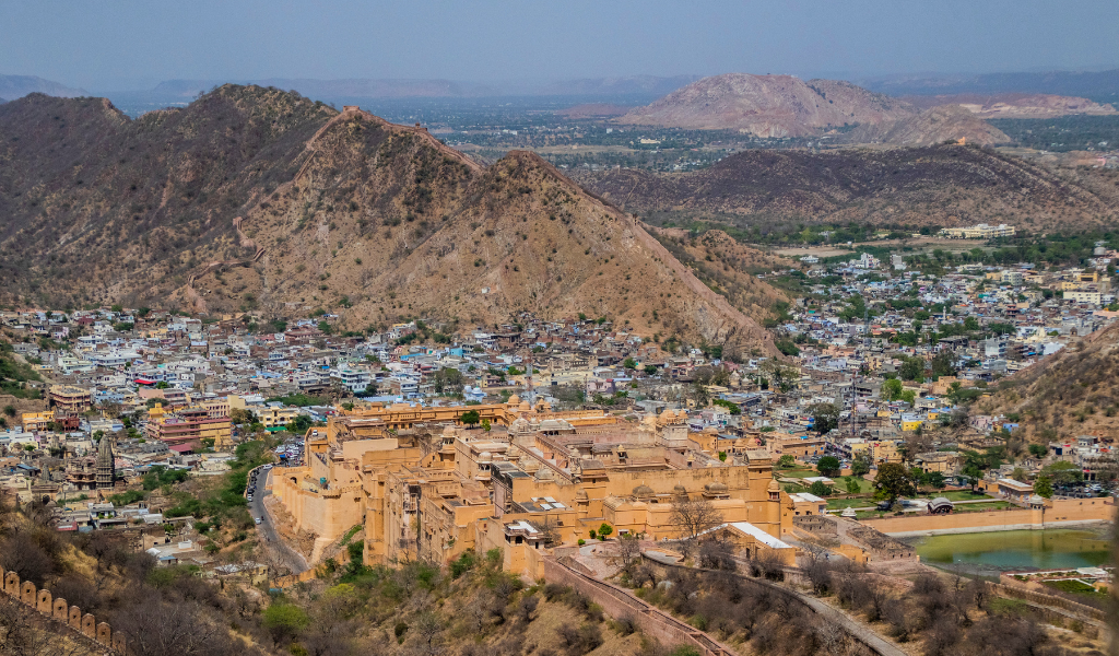 Beautiful view of the city and mountains, showing the beautiful sights in our Ahmedabad Holiday tour package.