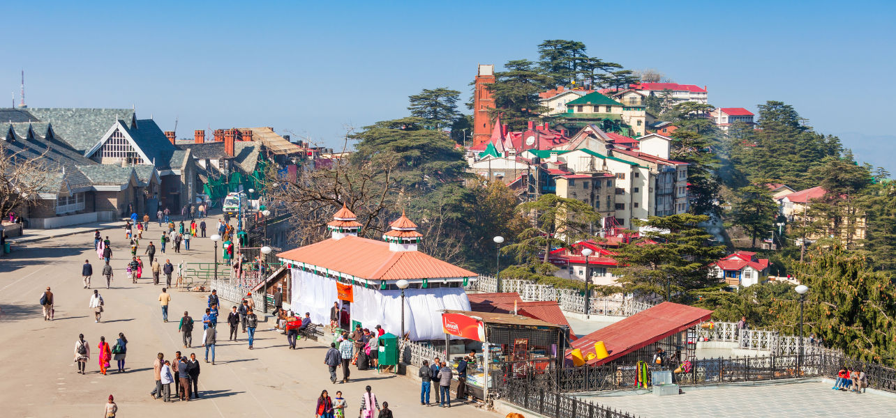 Shimla Tour Package famous Mall Road with beautiful hill station view