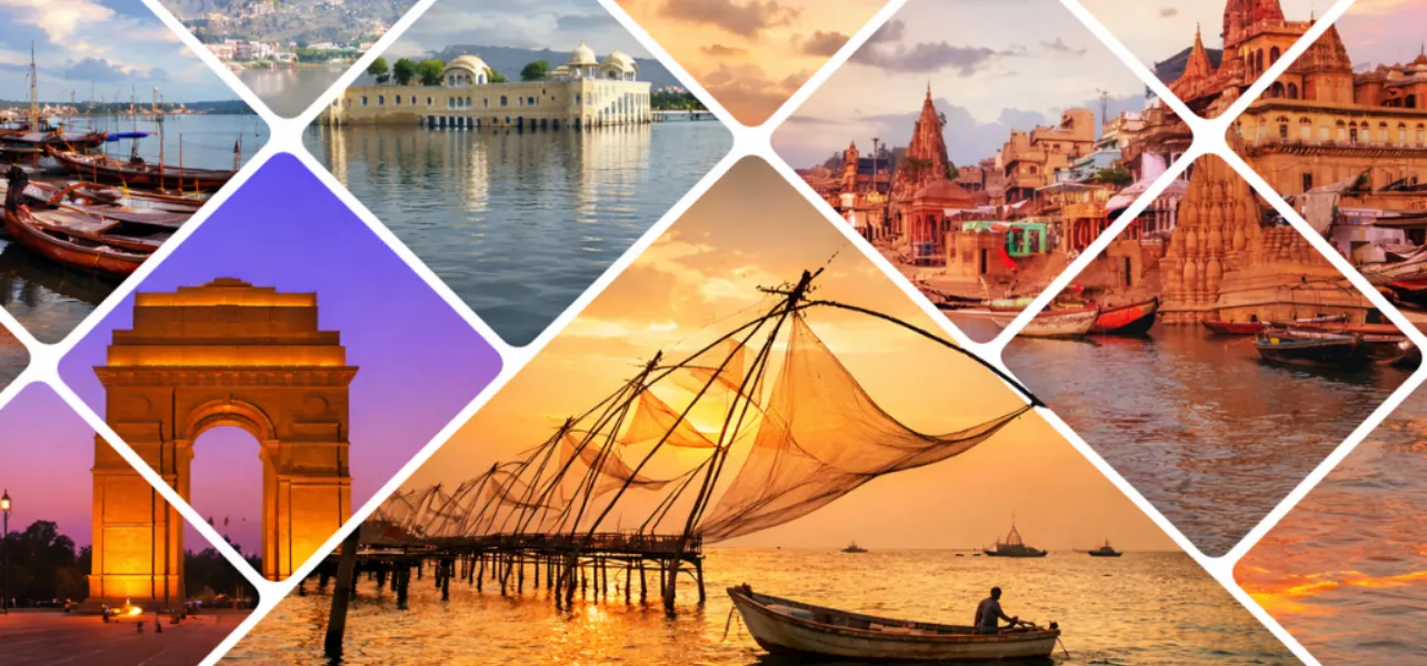 Golden Triangle With Kerala Tour Package india travel collage taj mahal varanasi kerala scenic destinations