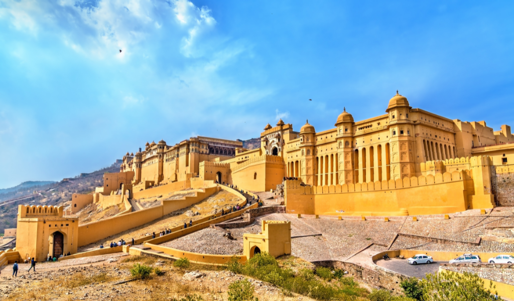 Rajasthan Tour Package Ex Jaipur iconic Amber Fort Jaipur with grand heritage architecture view