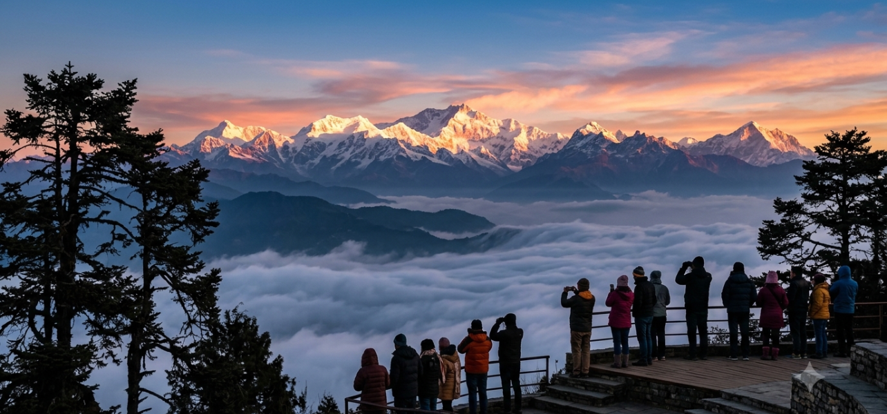 Sunrise over Kanchenjunga from Tiger Hill, a must-visit stop in our Darjeeling tour package