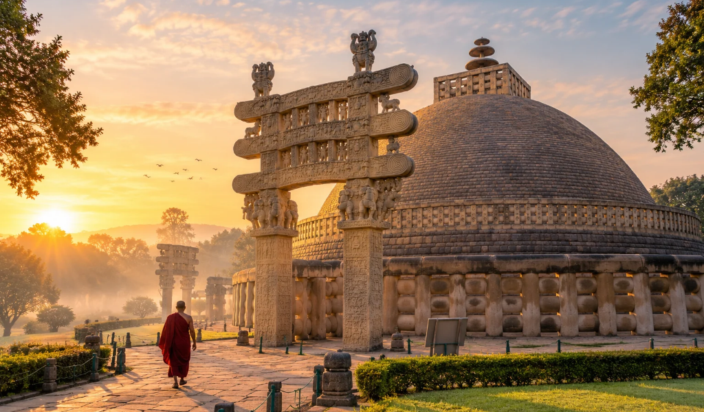 Sanchi Weekend Tour Package featuring the Great Stupa and ancient Buddhist gateway in Madhya Pradesh