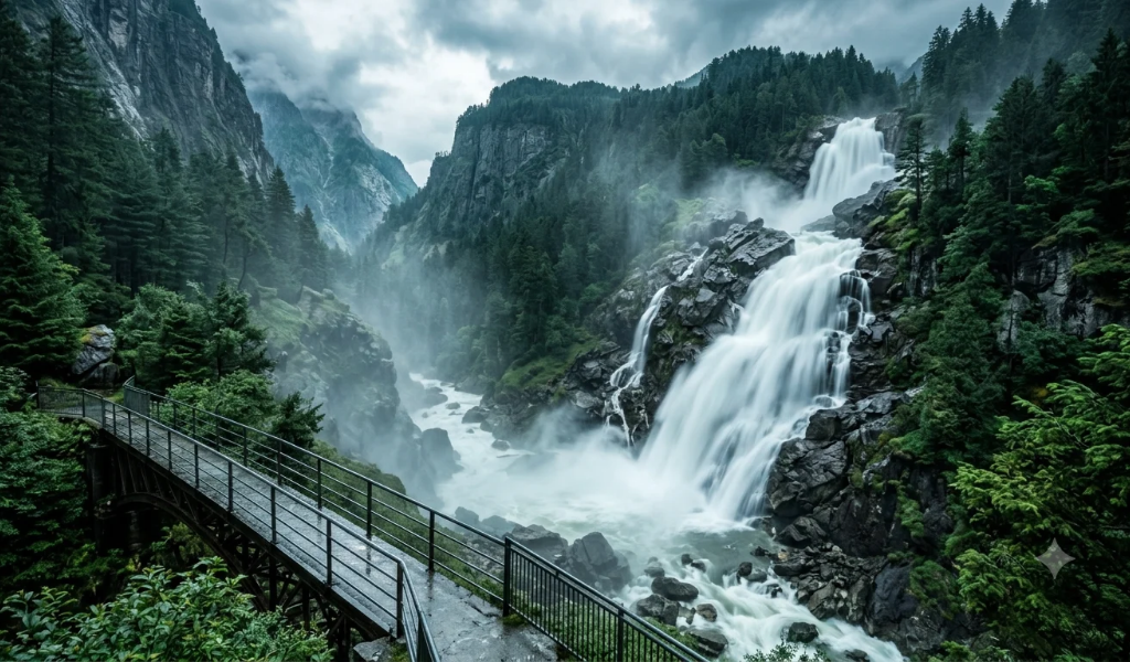 Majestic Bhim Nala Waterfall in Lachung covered under Darjeeling Gangtok tour package and Gangtok sightseeing places by India Easy Trip