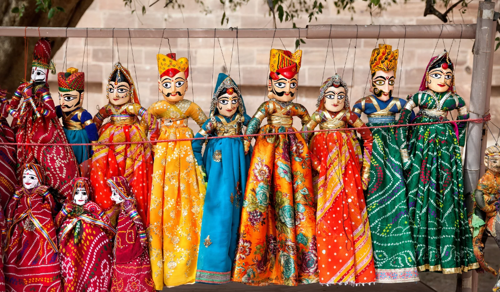 Rajasthan Tour Package Ex Jaipur traditional Rajasthani puppets and colorful handicraft art