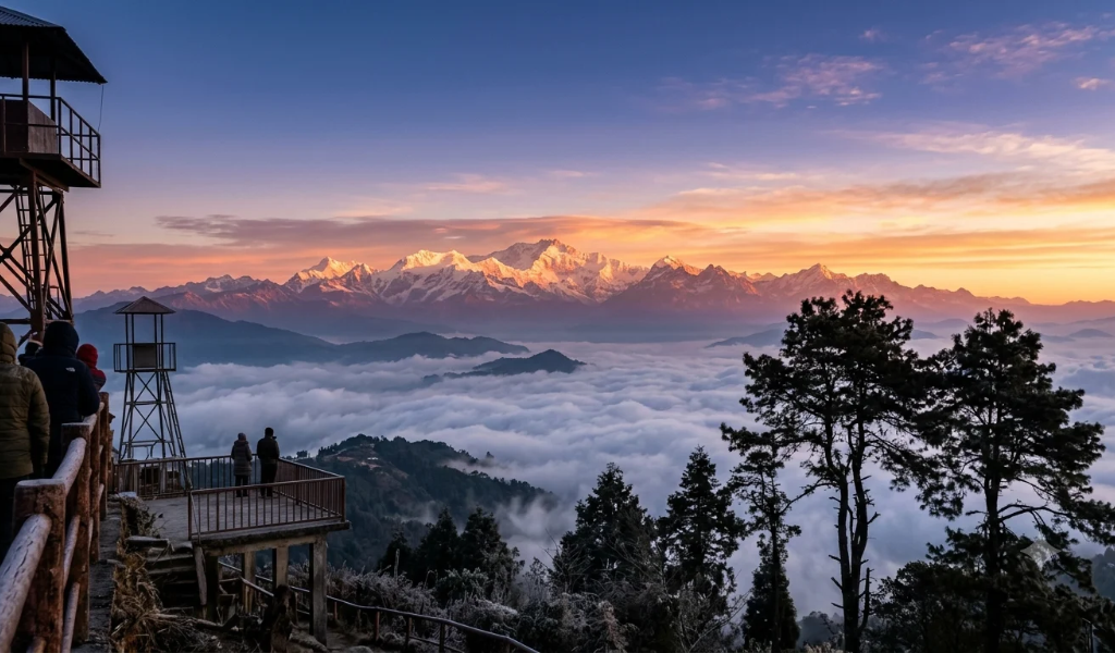 Tiger Hill sunrise view of Kanchenjunga included in Darjeeling Gangtok Lachung tour package as top places to visit in Sikkim Gangtok sightseeing