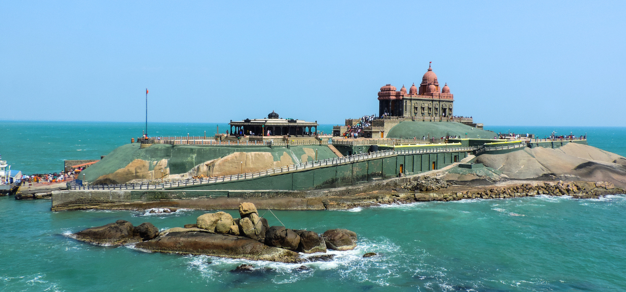 Vivekananda Rock Memorial in Kanyakumari with ocean view - India travel with Jodhpur Tour Package options