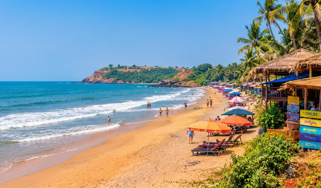 Anjuna Beach North Goa coastline, a key destination in our Goa honeymoon tour package.