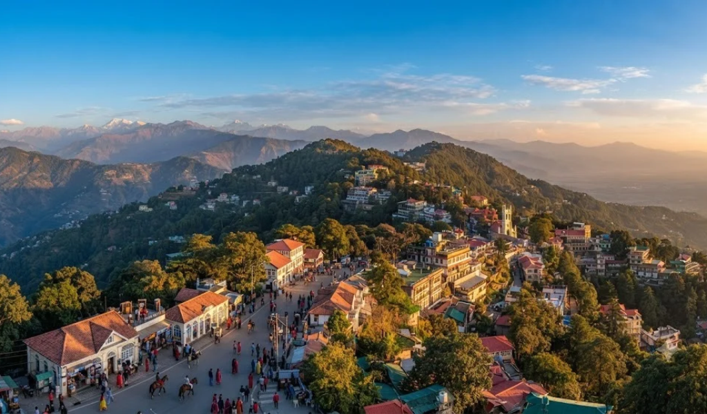 Breathtaking Himalayan sunset view from Mall Road, Mussoorie, Queen of Hills on the way to Harshil Valley.