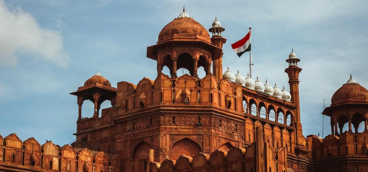 Delhi Tour Package Red Fort architecture Indian flag